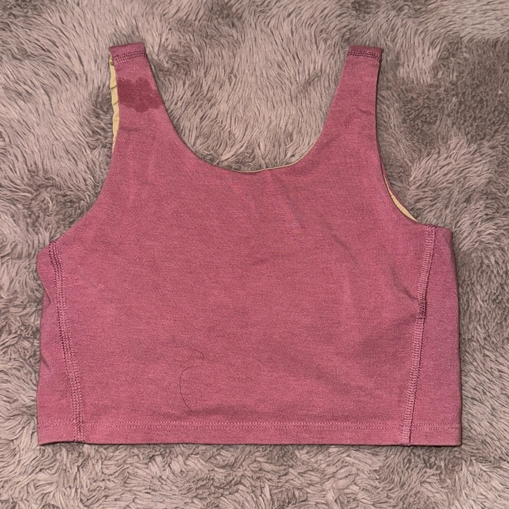 Old Navy Active sleeveless crop tank top built in bra mauve pink powerchill M(8)